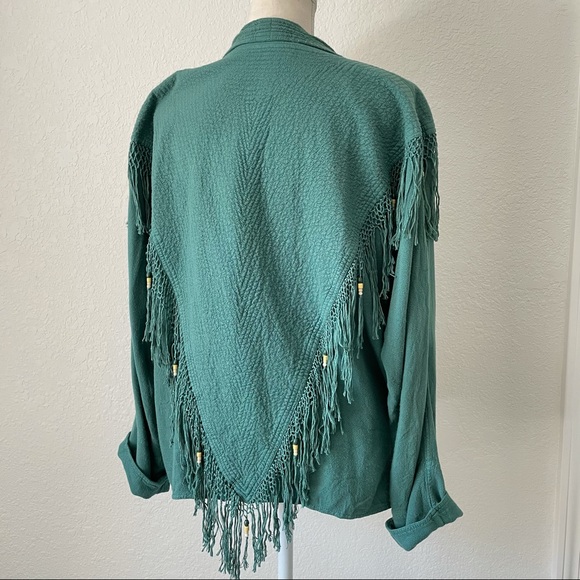 VINTAGE AMAZING BEADED FRINGE JACKET SHIRT TOP M - Picture 8 of 14